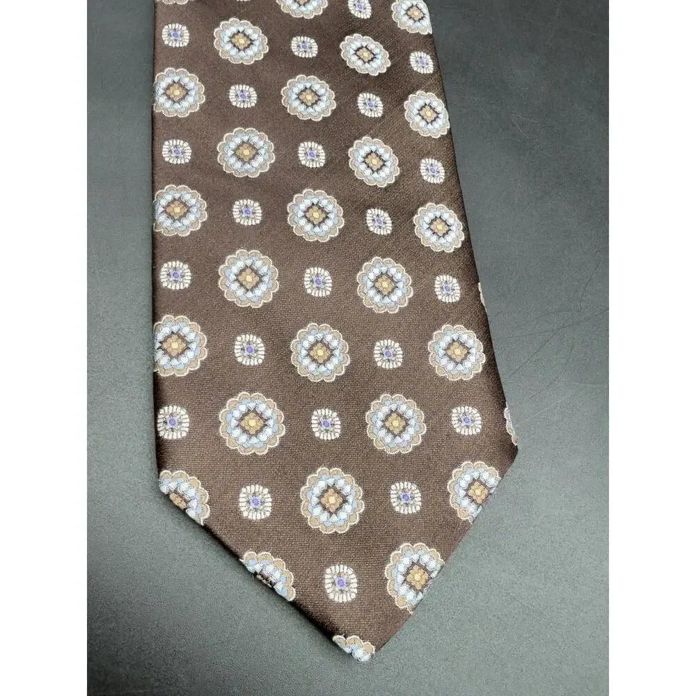 Robert Talbott Best of Class Nordstrom Silk Tie Brown Medallion Hand Sewn USA